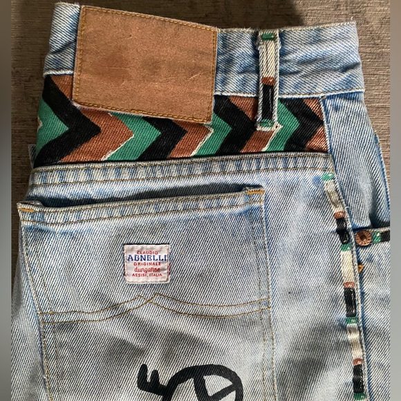 90’s Hand painted Italian vintage baggy straight leg jeans - Picture 3 of 4